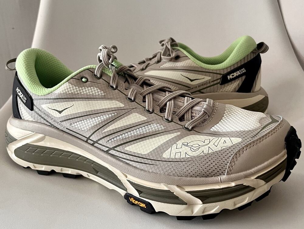 HOKA Mafate Speed 2 Putty Eucalyptus 1126851-PTYC Mens 13 NWOB Vibram